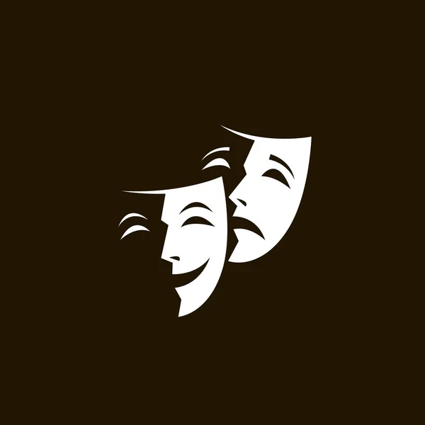 Illustratie Van Komedie Tragedie Theatrale Maskers Geïsoleerd — Stockvector