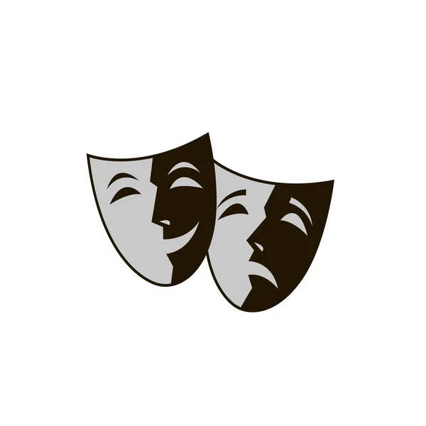 Illustratie Van Komedie Tragedie Theatrale Maskers Geïsoleerd — Stockvector