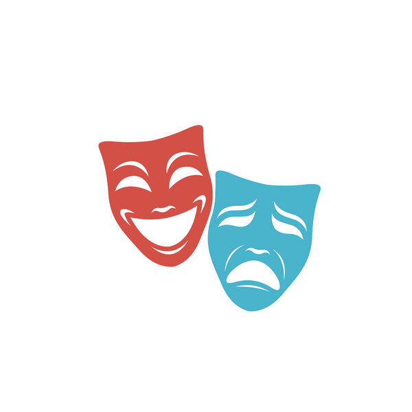 Иллюстрация комедии и трагических театральных масок изолированных
