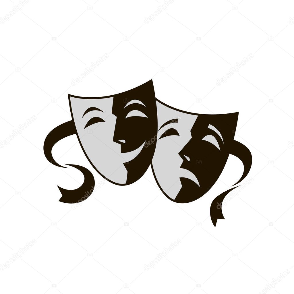 illustration of comedy and tragedy theatrical masks isolated