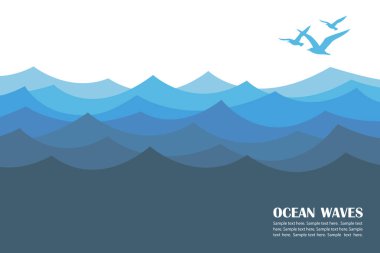 mavi okyanus dalgaları ve martılar soyut arka plan