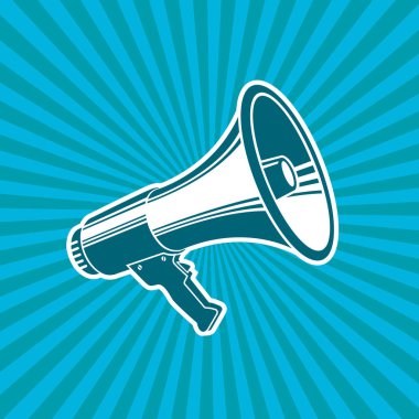 megafon veya Bullhorn konuşan Vintage Illustration