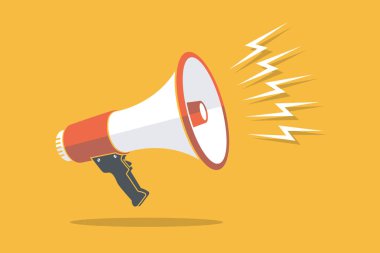 megafon veya Bullhorn konuşan Vintage Illustration