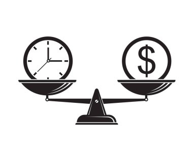 zaman Illustration beyaz arka planda izole ölçekler para