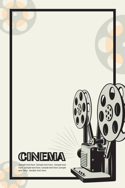 Cinema Poster Met Retro Film Camera Achtergrond — Stockvector