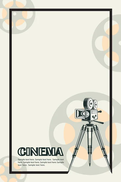 Kino Plakat Retro Film Tło Kamery — Wektor stockowy