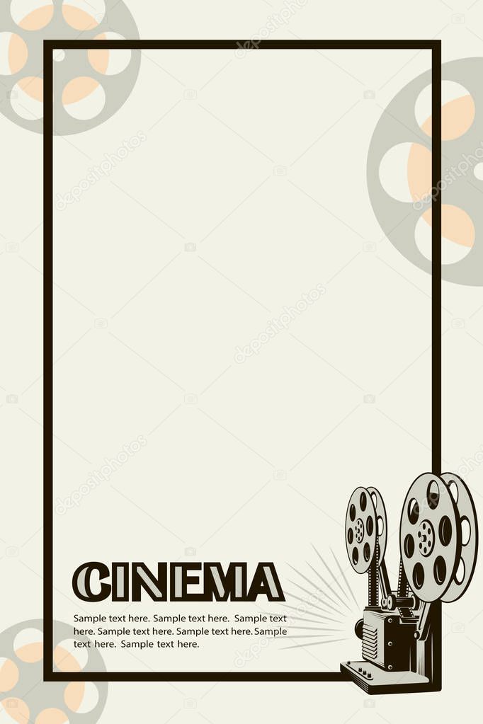 cinema poster with retro movie camera background