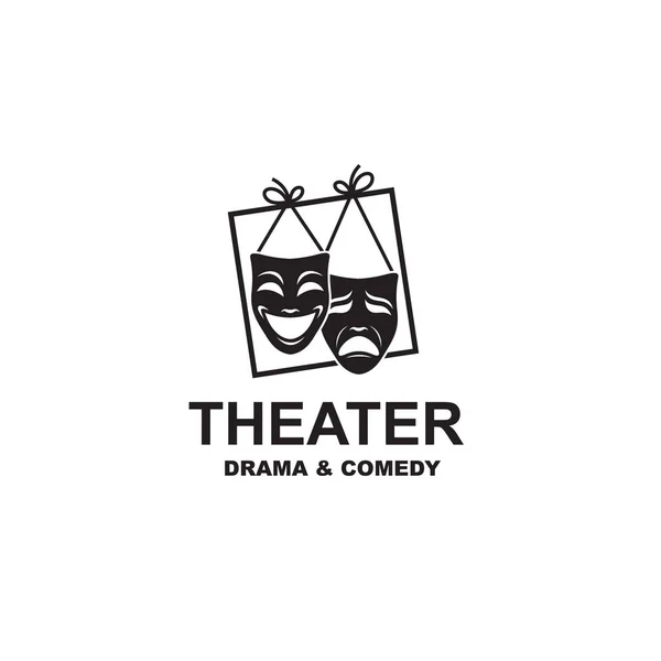 Ícone Comédia Tragédia Máscaras Teatrais Isolado Fundo Branco —  Vetores de Stock
