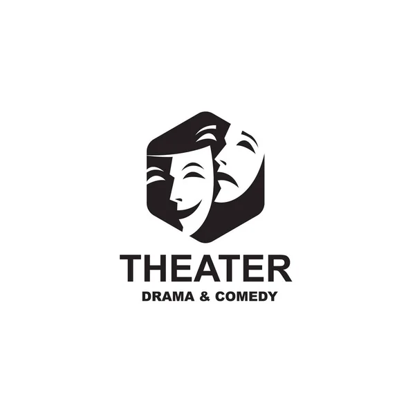 Icon Comedy Tragedy Theatrical Masks Isolated White Background — Stock Vector