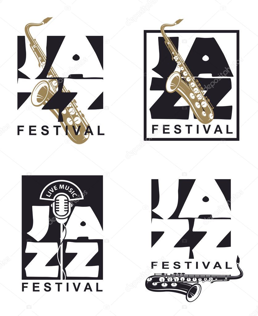 Collection of jazz live music festival poster with saxophone