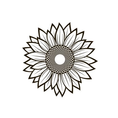 Beyaz arkaplanda izole edilmiş ayçiçeği çiçeğiyle illüstrasyon