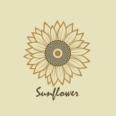 illustration with flower of sunflower isolated on beige background