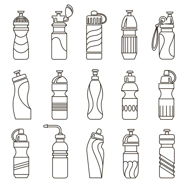 Collection Different Water Bottles Sport — Stock Vector