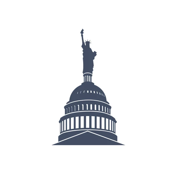 Capitolio Estados Unidos Con Estatua Libertad Aislada Sobre Fondo Blanco — Archivo Imágenes Vectoriales