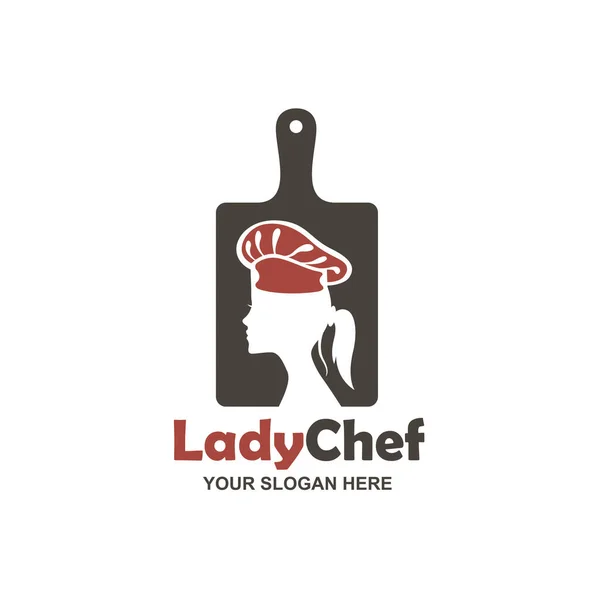 Chef Femme Conception Sur Planche Découper Isolé Sur Fond Blanc — Image vectorielle