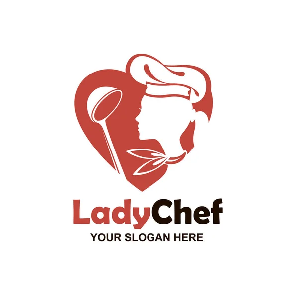 Chef Femme Silhouette Avec Coeur Isolé Sur Fond Blanc — Image vectorielle