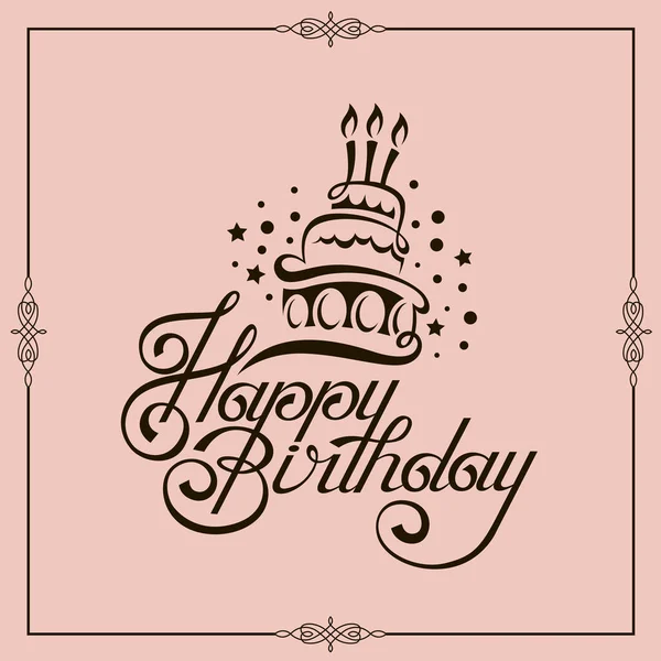 Diseño Feliz Tarjeta Cumpleaños Con Pastel Aislado Sobre Fondo Rosa — Vector de stock