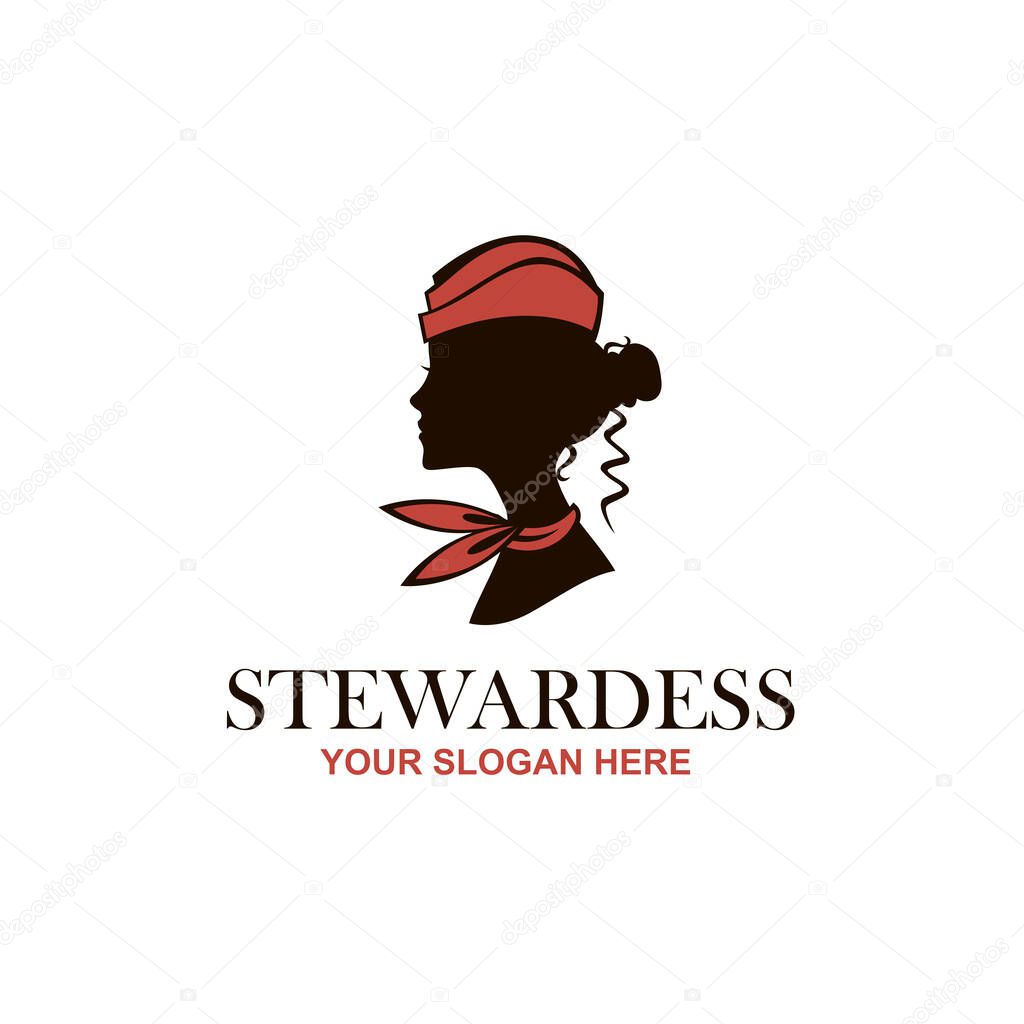 stewardess icon with neckerchief isolated on white background