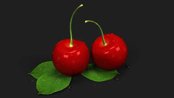 Koyu arkaplanda kiraz - Web sitesi veya dergi için illüstrasyon