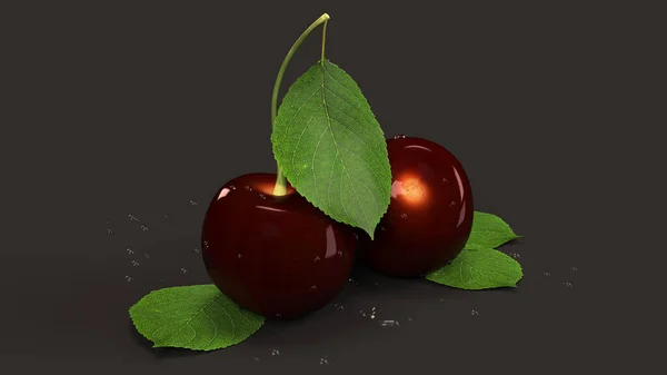 Koyu arkaplanda tatlı kiraz - Web sitesi veya dergi için illüstrasyon