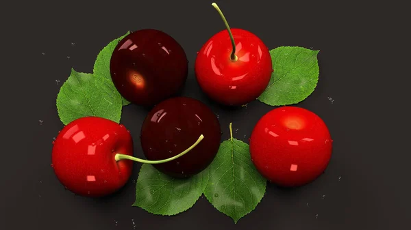 Koyu arkaplanda kiraz - Web sitesi veya dergi için illüstrasyon
