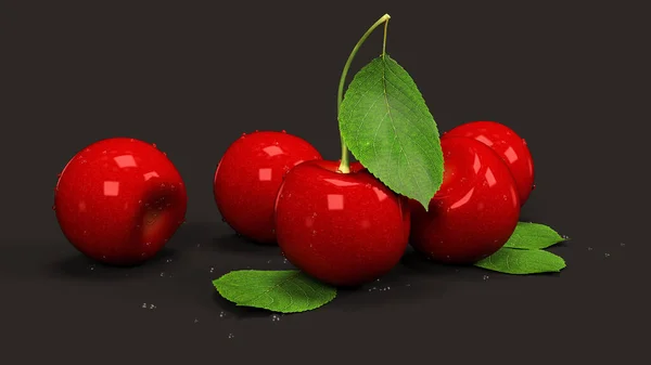 Koyu arkaplanda kiraz - Web sitesi veya dergi için illüstrasyon