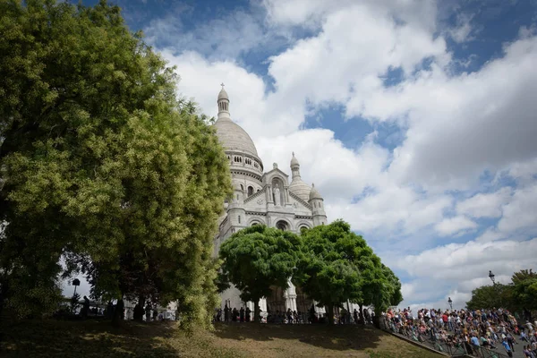 Sacre Coeur Wapienia Katedry Montmartre Paryż Francja Podczas Rodopi Zielonej — Zdjęcie stockowe