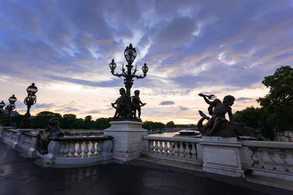 Ponte Alexandre Nascer Sol Durante Belo Dia Verão Paris França — Fotografia de Stock