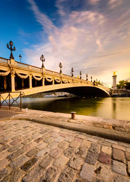 Ponte Alexandre Druring Solen Stiga Fin Sommardag Paris Frankrike — Stockfoto