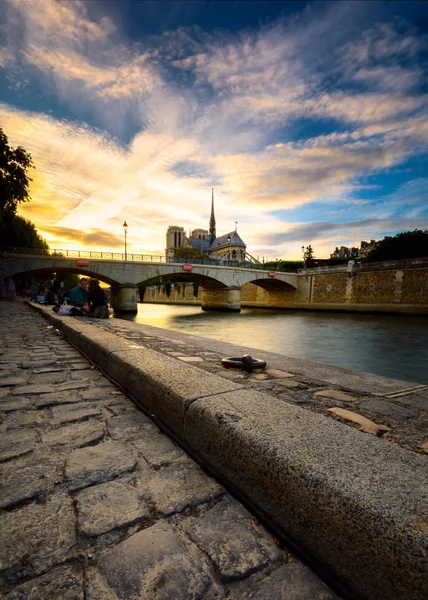 Notre Damme Golden Hour Paris Frankrike — Stockfoto