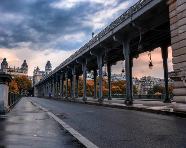 Pont Bir Hakeim Metro Överbrygga Paris Frankrike Sommaren Med Tjocka — Stockfoto