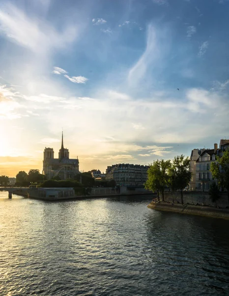 Notre Damme Katedral Vackra Färgstarka Himmel Golden Hour Paris Frankrike — Stockfoto