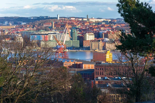 Bird eye view of gothenburg city from top of ramberget hill — Stock Photo, Image