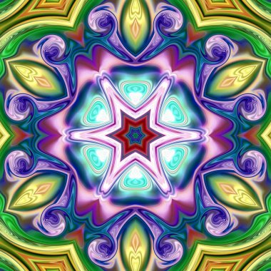 Renkli dijital sanat, oryantal model, geometrik doku, mistik motifi, arka plan, fantastik tasarım. 