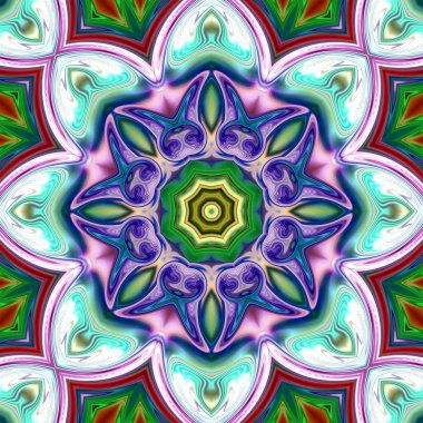 Renkli dijital sanat, oryantal model, geometrik doku, mistik motifi, arka plan, fantastik tasarım. 