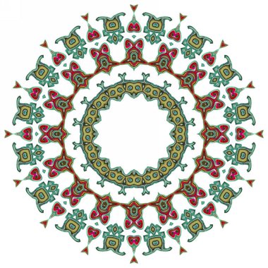 Renkli dijital sanat, oryantal model, geometrik doku, mistik motifi, arka plan, fantastik tasarım. 