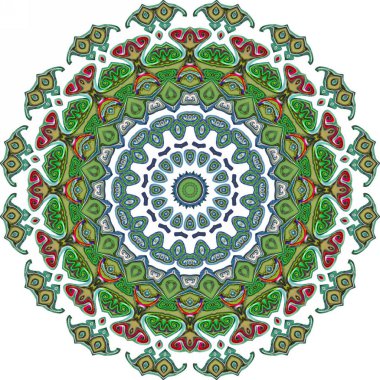Renkli dijital sanat, oryantal model, geometrik doku, mistik motifi, arka plan, fantastik tasarım. 
