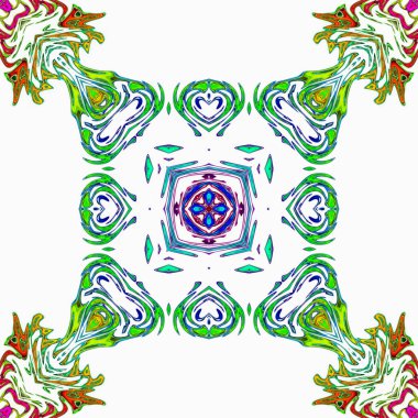 Renkli dijital sanat, oryantal model, geometrik doku, mistik motifi, arka plan, fantastik tasarım. 