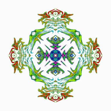 Renkli dijital sanat, oryantal model, geometrik doku, mistik motifi, arka plan, fantastik tasarım. 