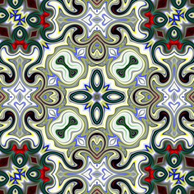 Renkli dijital sanat, oryantal model, geometrik doku, mistik motifi, arka plan, fantastik tasarım. 