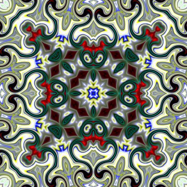 Renkli dijital sanat, oryantal model, geometrik doku, mistik motifi, arka plan, fantastik tasarım. 