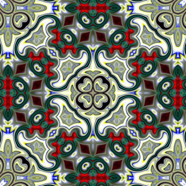 Renkli dijital sanat, oryantal model, geometrik doku, mistik motifi, arka plan, fantastik tasarım. 