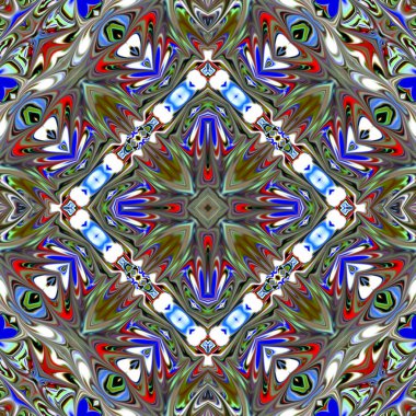 Renkli dijital sanat, oryantal model, geometrik doku, mistik motifi, arka plan, fantastik tasarım. 