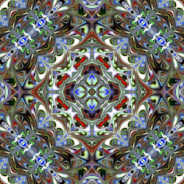 Renkli dijital sanat, oryantal model, geometrik doku, mistik motifi, arka plan, fantastik tasarım. 