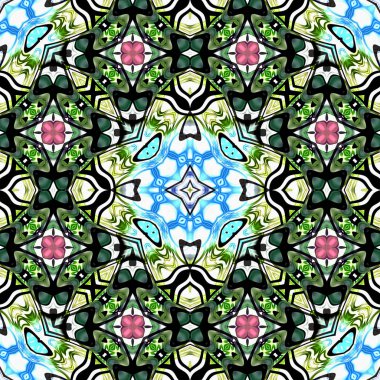 Renkli dijital sanat, oryantal model, geometrik doku, mistik motifi, arka plan, fantastik tasarım. 