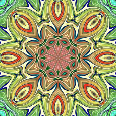 Renkli dijital sanat, oryantal model, geometrik doku, mistik motifi, arka plan, fantastik tasarım. 