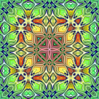 Renkli dijital sanat, oryantal model, geometrik doku, mistik motifi, arka plan, fantastik tasarım. 