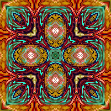 Renkli dijital sanat, oryantal model, geometrik doku, mistik motifi, arka plan, fantastik tasarım. 