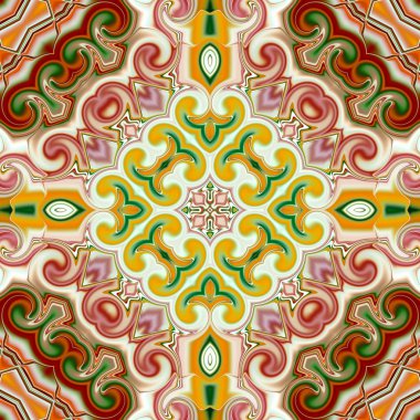 Renkli dijital sanat, oryantal model, geometrik doku, mistik motifi, arka plan, fantastik tasarım. 