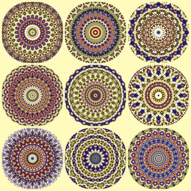 Renkli dijital sanat, oryantal model, geometrik doku, mistik motifi, arka plan, fantastik tasarım. 